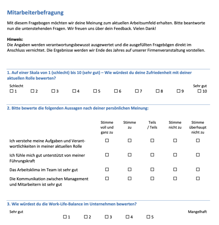 Muster, Vorlagen Für Fragebogen & Umfragen