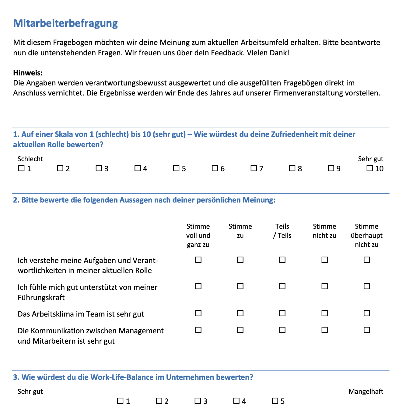 Muster, Vorlagen Für Fragebogen & Umfragen